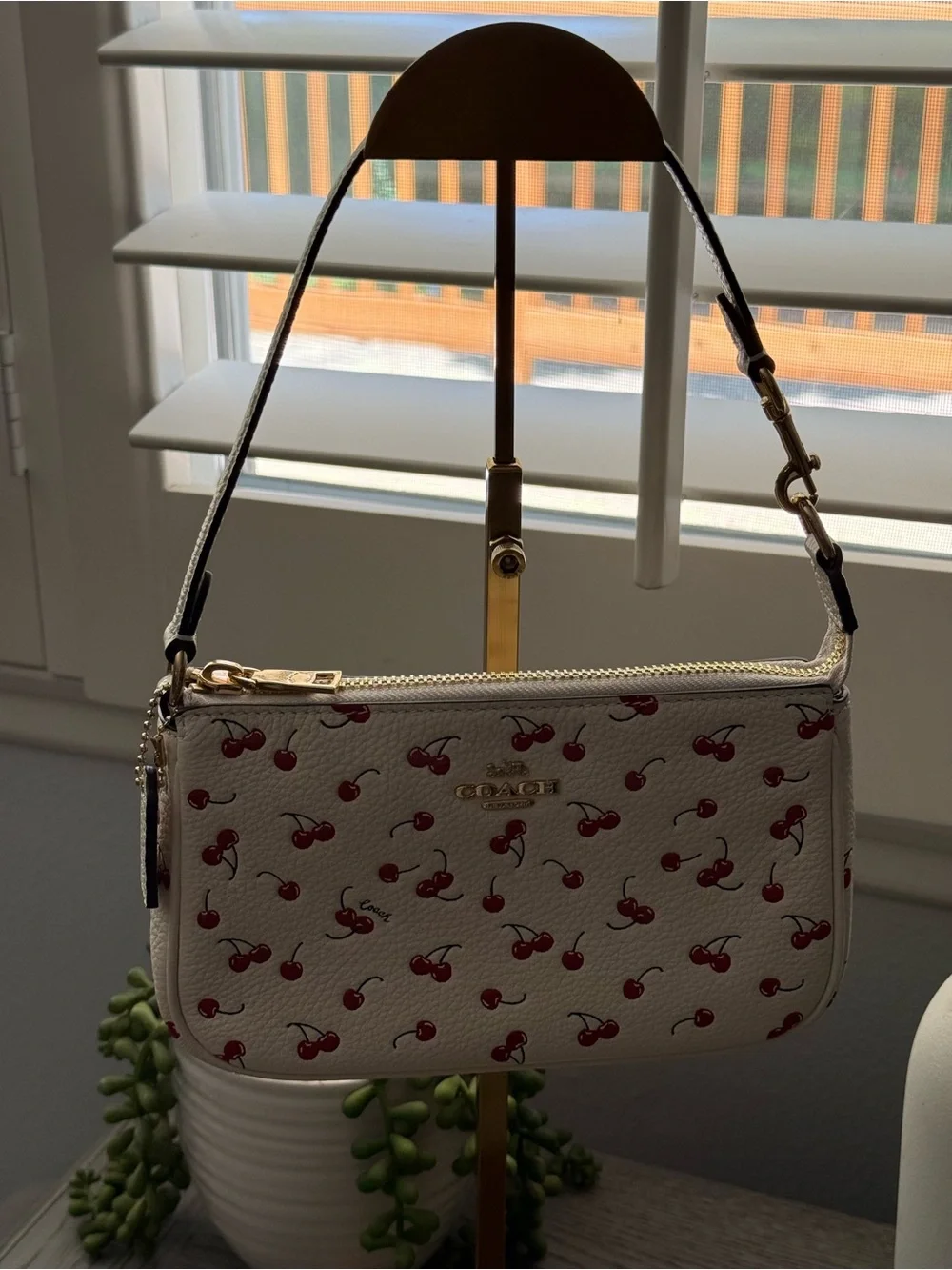 Coach NWT 🍒Cherry Nolita 19 in Chaulk Multi Cherry Print Pebble Leather 🍒 w/DB